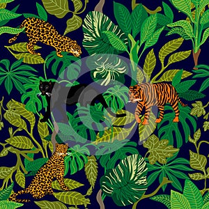 Green jungle. Tropical print.